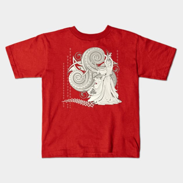 Dancing Celtic fairy Kids T-Shirt by Artist Natalja Cernecka